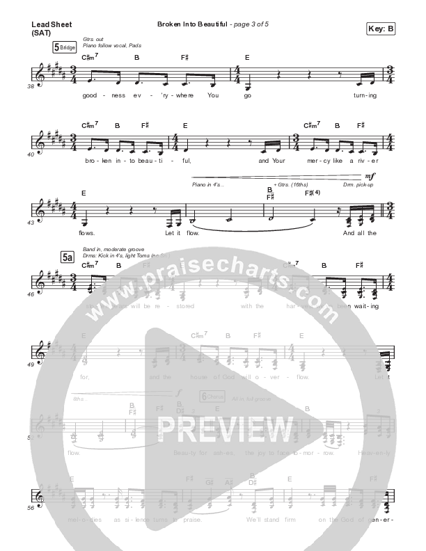 Broken Into Beautiful Lead Sheet (SAT) (Hannah Hobbs)