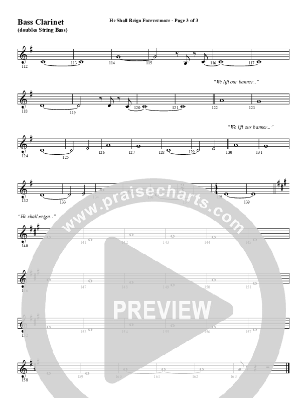 He Shall Reign Forevermore with Only King Forever (Choral Anthem SATB) Bass Clarinet (Word Music Choral / Arr. Marty Hamby)