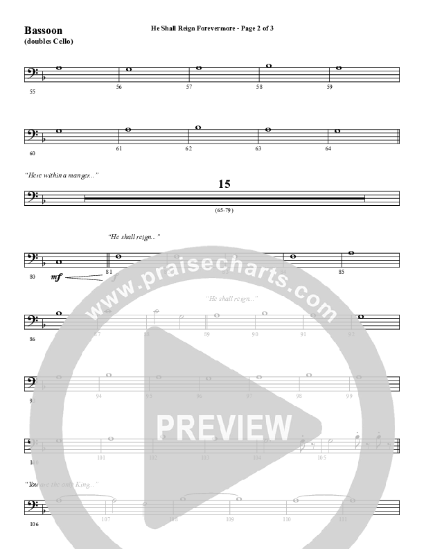 He Shall Reign Forevermore with Only King Forever (Choral Anthem SATB) Bassoon (Word Music Choral / Arr. Marty Hamby)