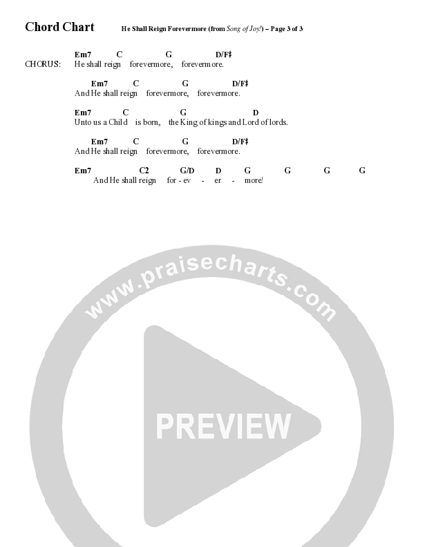 He Shall Reign Forevermore with Only King Forever (Choral Anthem SATB) Chord Chart (Word Music Choral / Arr. Marty Hamby)