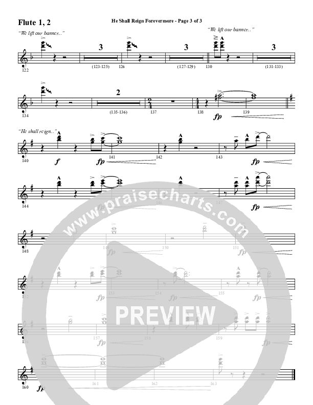 He Shall Reign Forevermore with Only King Forever (Choral Anthem SATB) Flute 1/2 (Word Music Choral / Arr. Marty Hamby)