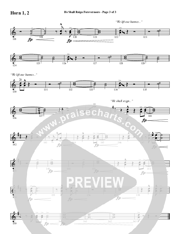 He Shall Reign Forevermore with Only King Forever (Choral Anthem SATB) French Horn 1/2 (Word Music Choral / Arr. Marty Hamby)