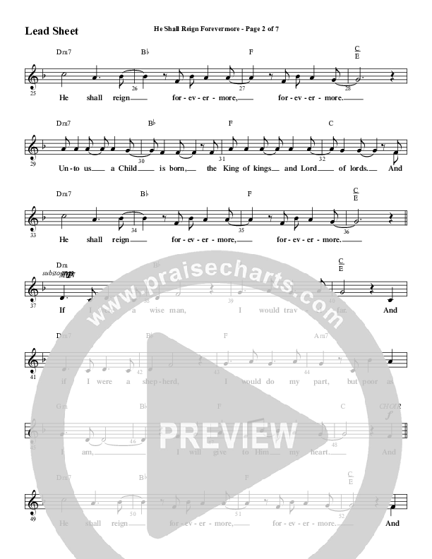 He Shall Reign Forevermore with Only King Forever (Choral Anthem SATB) Lead Sheet (Melody) (Word Music Choral / Arr. Marty Hamby)