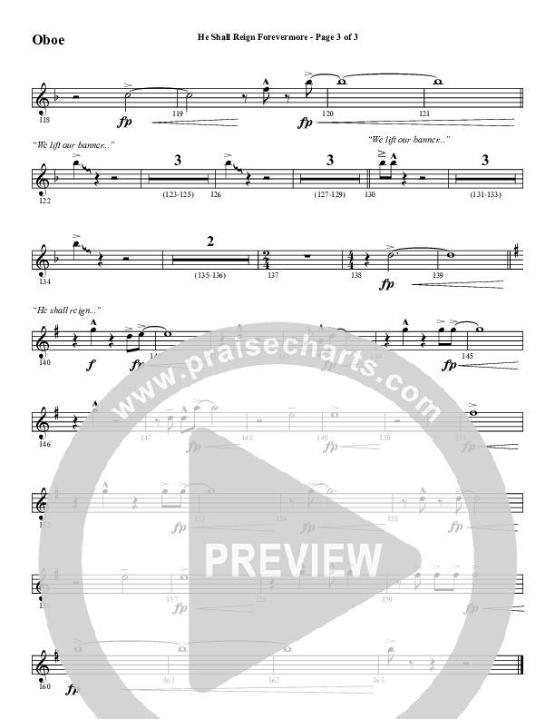 He Shall Reign Forevermore with Only King Forever (Choral Anthem SATB) Oboe (Word Music Choral / Arr. Marty Hamby)