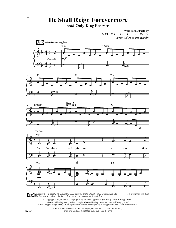 He Shall Reign Forevermore with Only King Forever (Choral Anthem SATB) Anthem (SATB/Piano) (Word Music Choral / Arr. Marty Hamby)