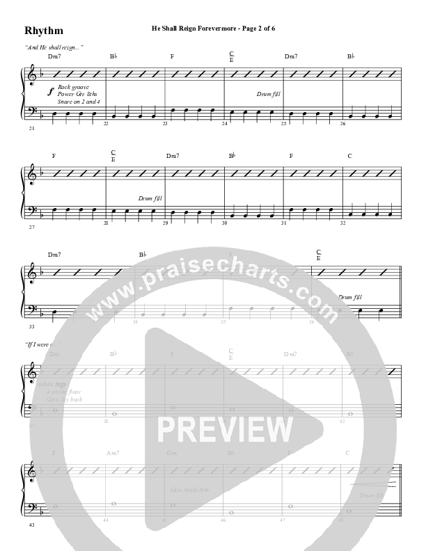 He Shall Reign Forevermore with Only King Forever (Choral Anthem SATB) Rhythm Chart (Word Music Choral / Arr. Marty Hamby)