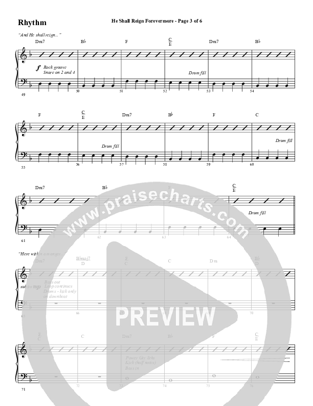 He Shall Reign Forevermore with Only King Forever (Choral Anthem SATB) Rhythm Chart (Word Music Choral / Arr. Marty Hamby)