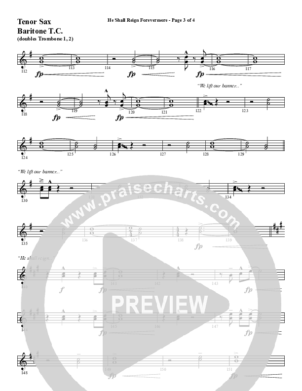 He Shall Reign Forevermore with Only King Forever (Choral Anthem SATB) Tenor Sax/Baritone T.C. (Word Music Choral / Arr. Marty Hamby)