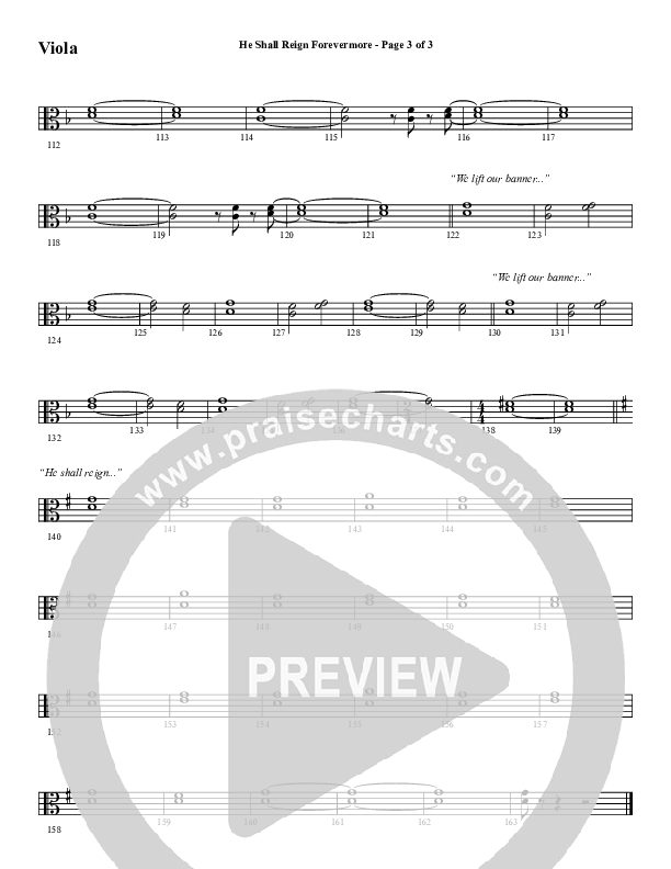 He Shall Reign Forevermore with Only King Forever (Choral Anthem SATB) Viola (Word Music Choral / Arr. Marty Hamby)