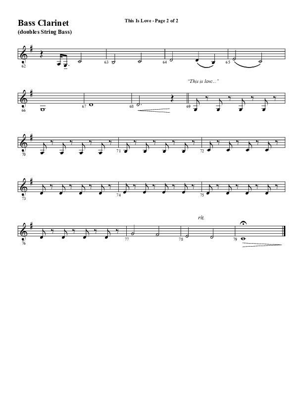 This Is Love (with Come Thou Long Expected Jesus) (Choral Anthem SATB) Bass Clarinet (Word Music Choral / Arr. Joshua Spacht)