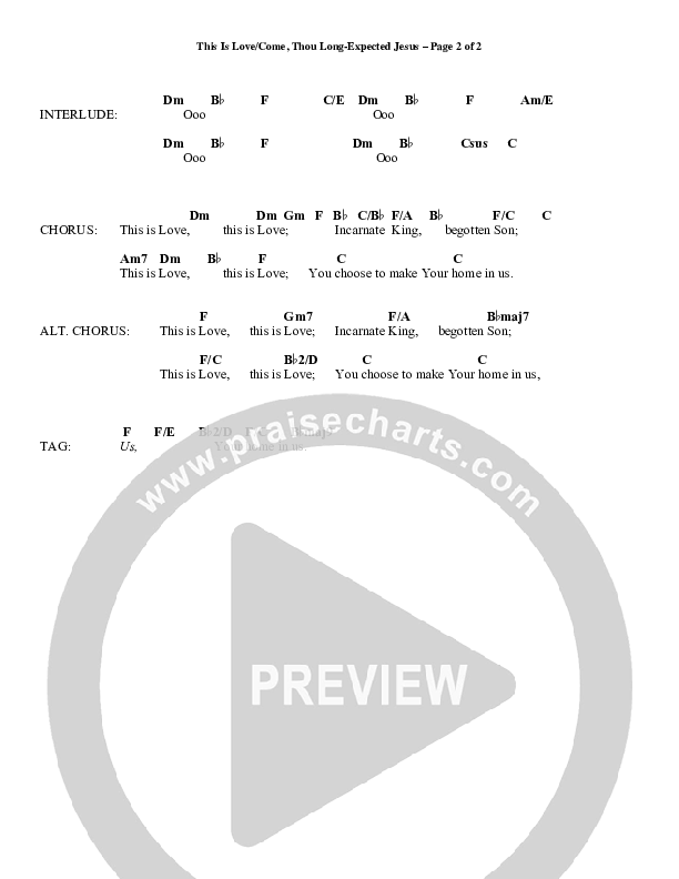 This Is Love (with Come Thou Long Expected Jesus) (Choral Anthem SATB) Chord Chart (Word Music Choral / Arr. Joshua Spacht)