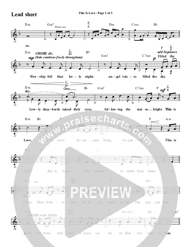 This Is Love (with Come Thou Long Expected Jesus) (Choral Anthem SATB) Lead Sheet (Melody) (Word Music Choral / Arr. Joshua Spacht)