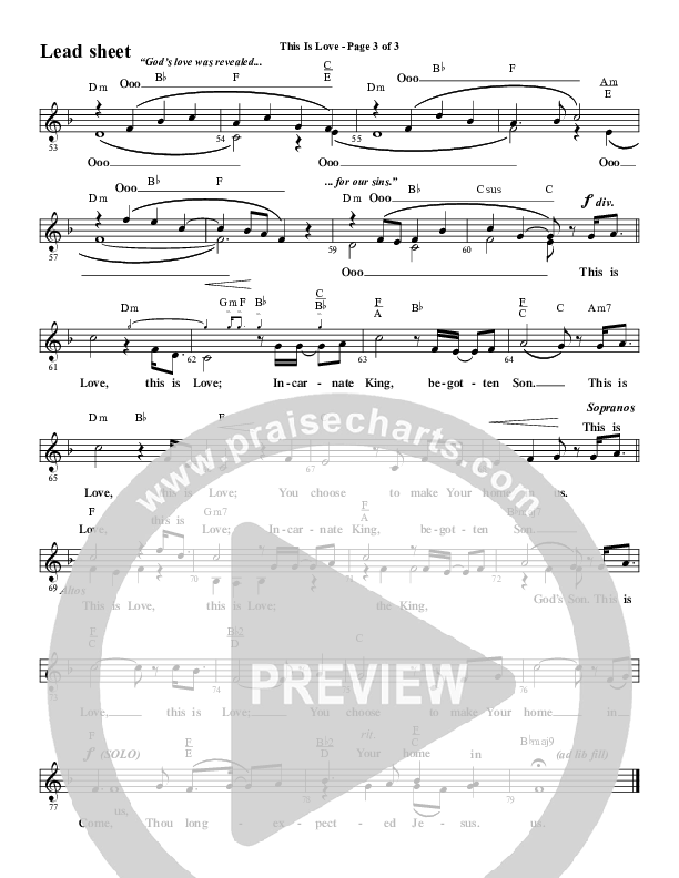 This Is Love (with Come Thou Long Expected Jesus) (Choral Anthem SATB) Lead Sheet (Melody) (Word Music Choral / Arr. Joshua Spacht)