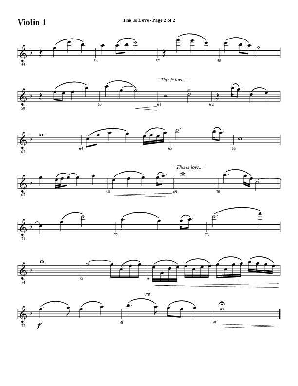 This Is Love (with Come Thou Long Expected Jesus) (Choral Anthem SATB) Violin 1 (Word Music Choral / Arr. Joshua Spacht)