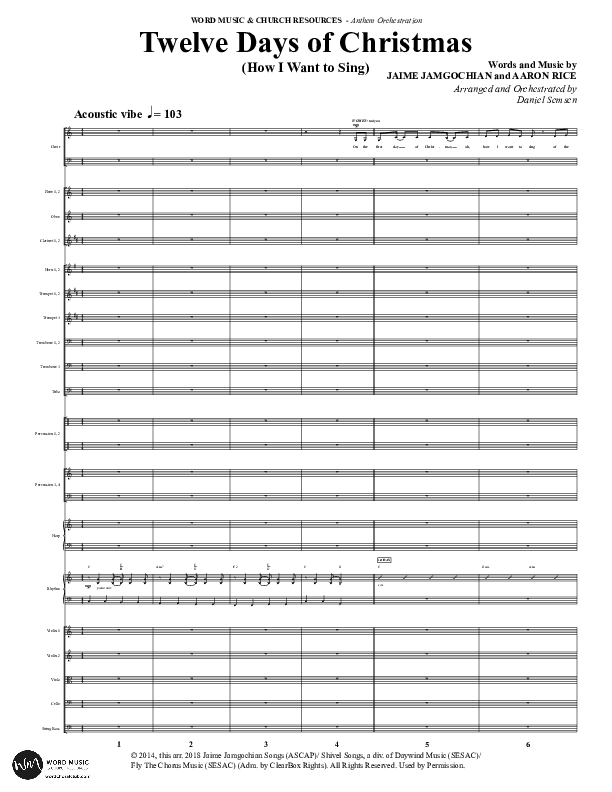Twelve Days Of Christmas (Choral Anthem SATB) Orchestration (Word Music Choral / Arr. Daniel Semsen)