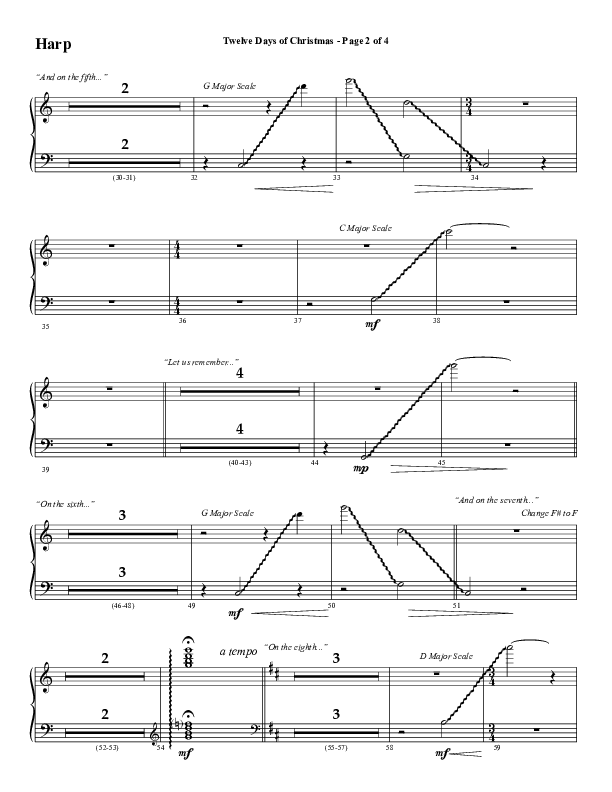 Twelve Days Of Christmas (Choral Anthem SATB) Harp (Word Music Choral / Arr. Daniel Semsen)