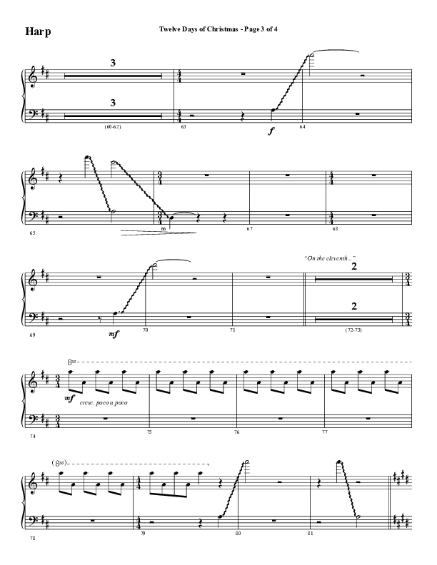 Twelve Days Of Christmas (Choral Anthem SATB) Harp (Word Music Choral / Arr. Daniel Semsen)