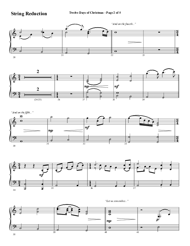 Twelve Days Of Christmas (Choral Anthem SATB) String Reduction (Word Music Choral / Arr. Daniel Semsen)