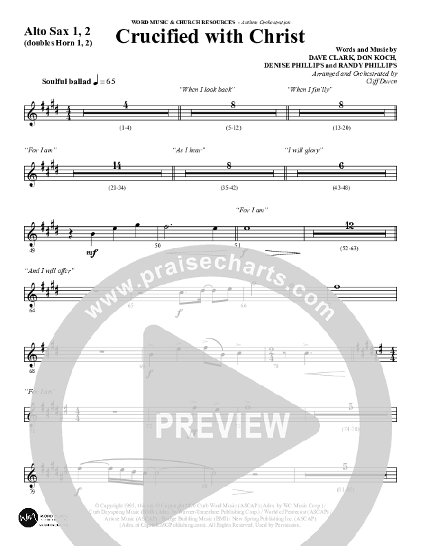 Crucified With Christ (Choral Anthem SATB) Alto Sax (Word Music Choral / Arr. Cliff Duren)