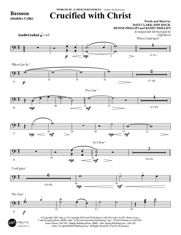 Crucified With Christ (Choral Anthem SATB) Bassoon (Word Music Choral / Arr. Cliff Duren)