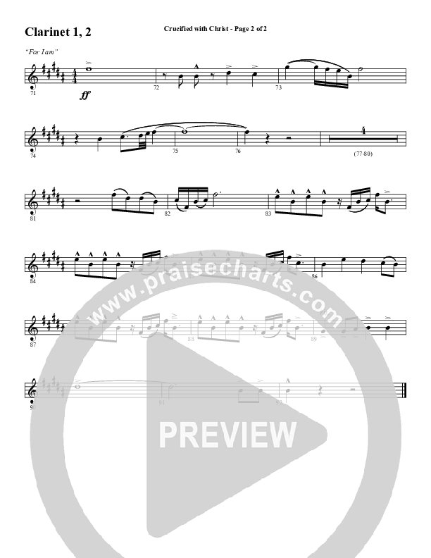 Crucified With Christ (Choral Anthem SATB) Clarinet 1/2 (Word Music Choral / Arr. Cliff Duren)