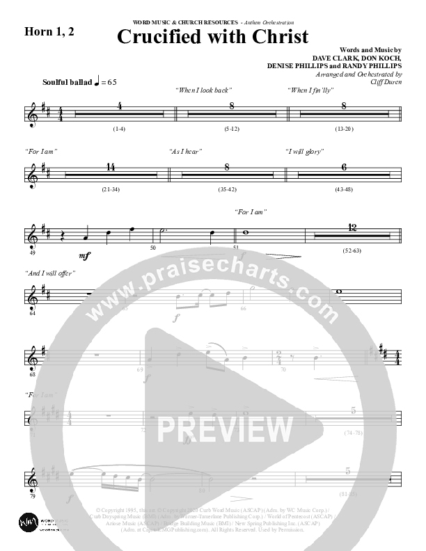 Crucified With Christ (Choral Anthem SATB) French Horn (Word Music Choral / Arr. Cliff Duren)