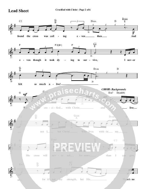 Crucified With Christ (Choral Anthem SATB) Lead Sheet (Melody) (Word Music Choral / Arr. Cliff Duren)