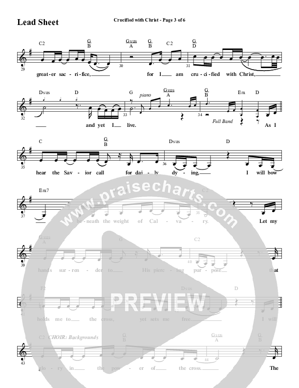 Crucified With Christ (Choral Anthem SATB) Lead Sheet (Melody) (Word Music Choral / Arr. Cliff Duren)
