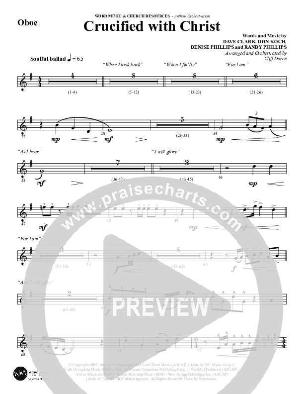 Crucified With Christ (Choral Anthem SATB) Oboe (Word Music Choral / Arr. Cliff Duren)