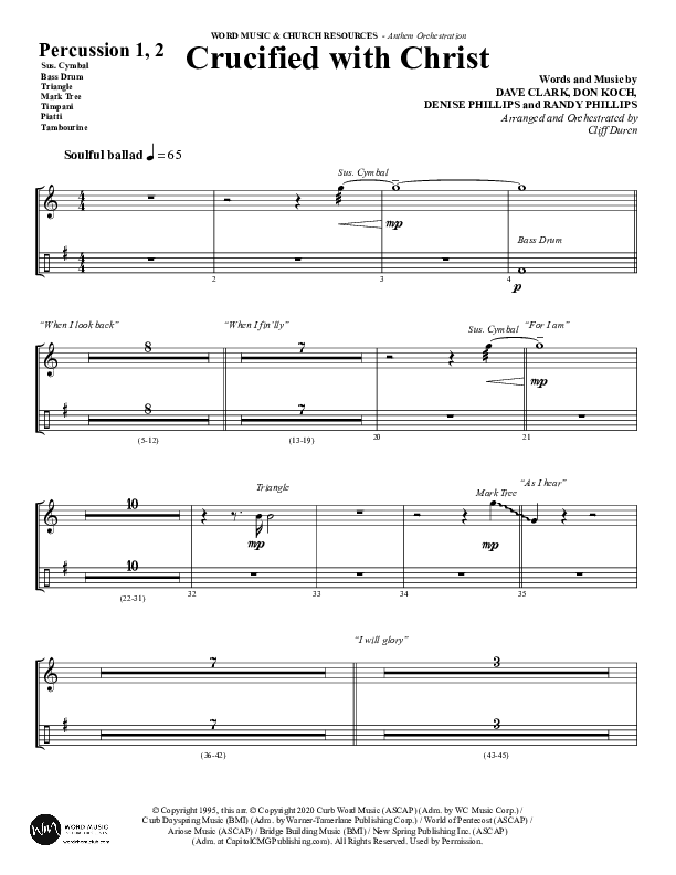 Crucified With Christ (Choral Anthem SATB) Percussion (Word Music Choral / Arr. Cliff Duren)