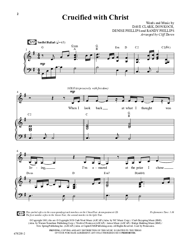 Crucified With Christ (Choral Anthem SATB) Anthem (SATB/Piano) (Word Music Choral / Arr. Cliff Duren)