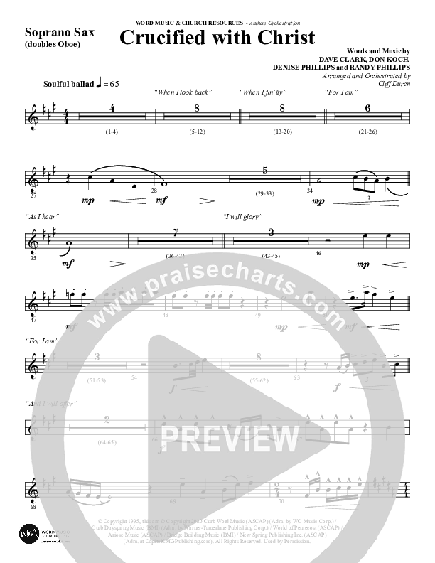 Crucified With Christ (Choral Anthem SATB) Soprano Sax (Word Music Choral / Arr. Cliff Duren)