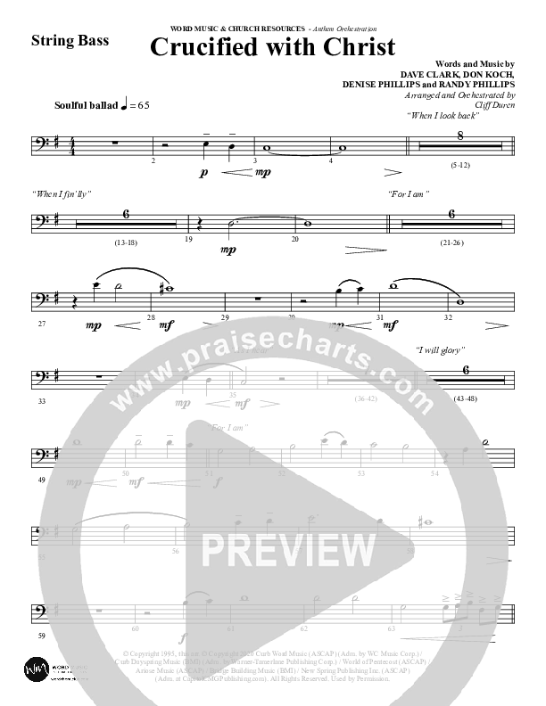 Crucified With Christ (Choral Anthem SATB) String Bass (Word Music Choral / Arr. Cliff Duren)