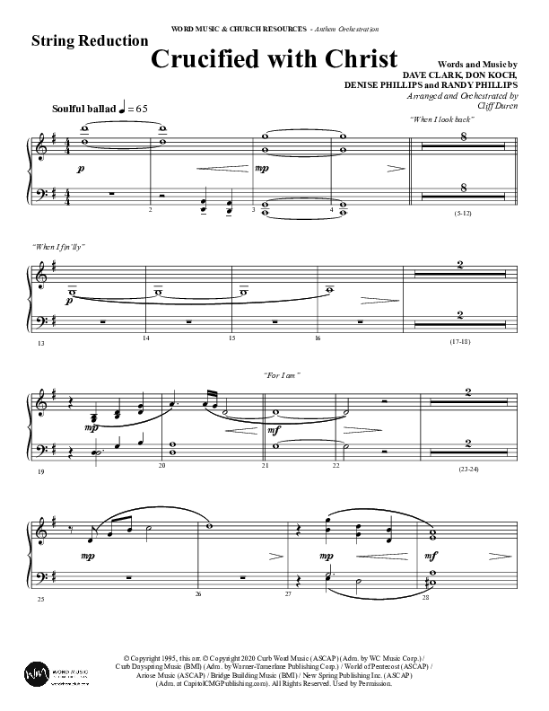 Crucified With Christ (Choral Anthem SATB) String Reduction (Word Music Choral / Arr. Cliff Duren)