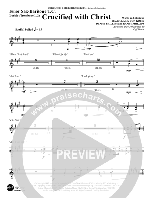 Crucified With Christ (Choral Anthem SATB) Tenor Sax/Baritone T.C. (Word Music Choral / Arr. Cliff Duren)