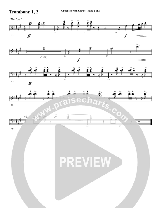 Crucified With Christ (Choral Anthem SATB) Trombone 1/2 (Word Music Choral / Arr. Cliff Duren)