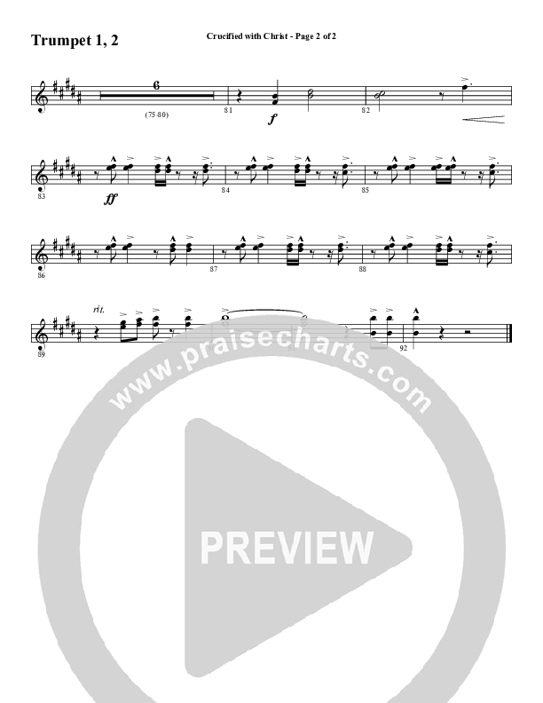 Crucified With Christ (Choral Anthem SATB) Trumpet 1,2 (Word Music Choral / Arr. Cliff Duren)