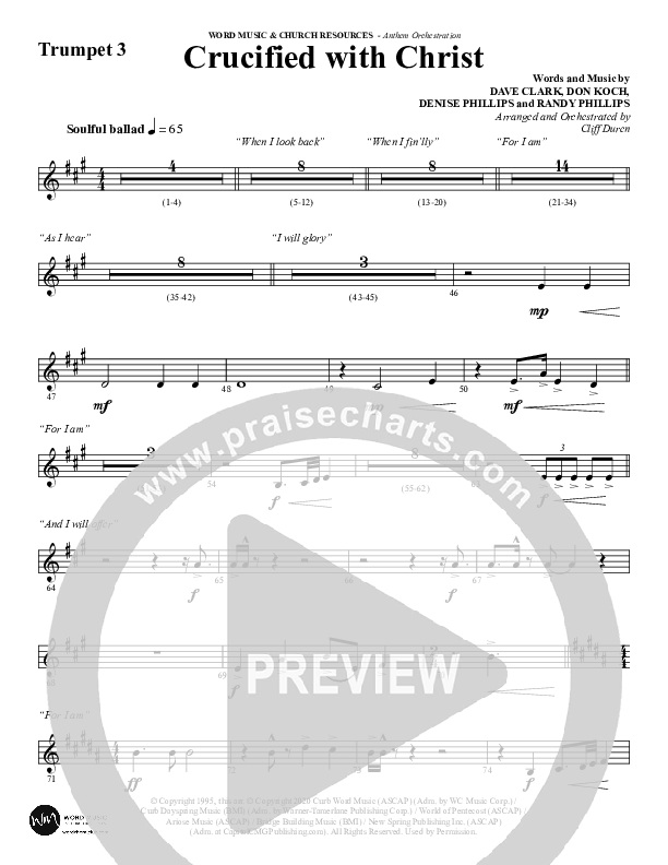 Crucified With Christ (Choral Anthem SATB) Trumpet 3 (Word Music Choral / Arr. Cliff Duren)