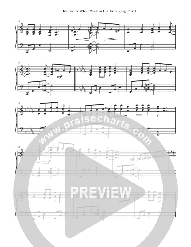 He's Got The Whole World In His Hands  Piano Sheet (Ken Barker)