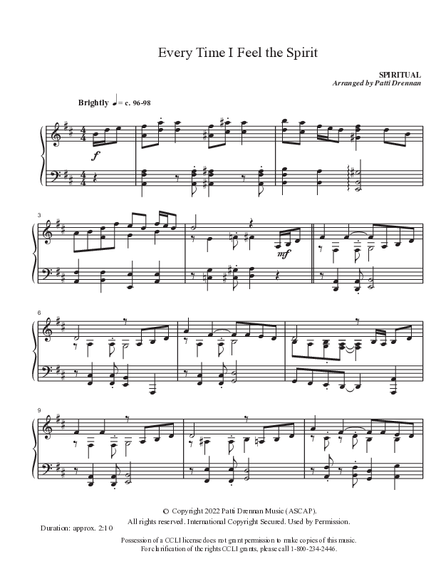 Every Time I Feel The Spirit Piano Sheet (Ken Barker)