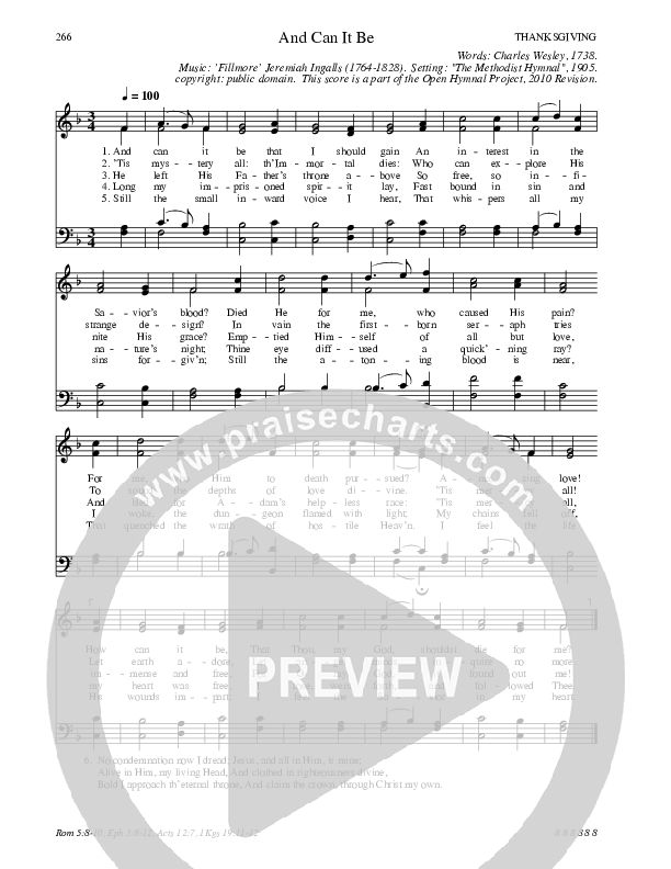 And Can It Be Hymn Sheet (SATB) (Traditional Hymn)