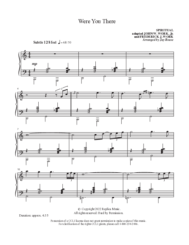 Were You There  Piano Sheet (Ken Barker)