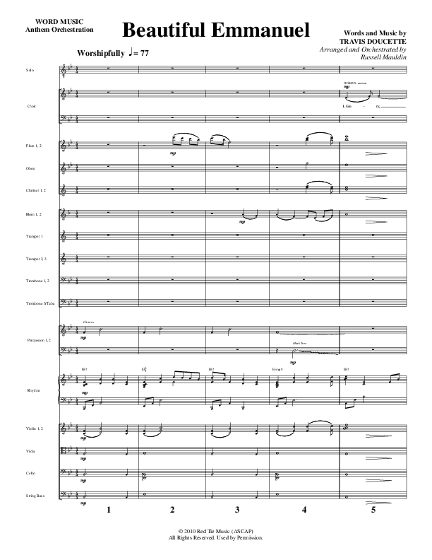 Beautiful Emmanuel (Choral Anthem SATB) Orchestration (Word Music Choral / Arr. Russell Mauldin)