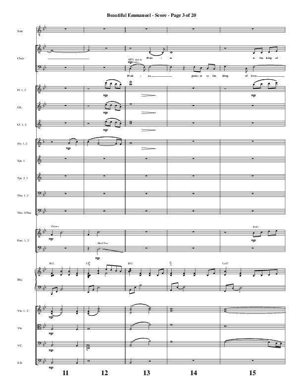 Beautiful Emmanuel (Choral Anthem SATB) Orchestration (Word Music Choral / Arr. Russell Mauldin)