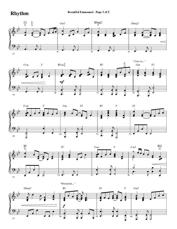 Beautiful Emmanuel (Choral Anthem SATB) Rhythm Chart (Word Music Choral / Arr. Russell Mauldin)