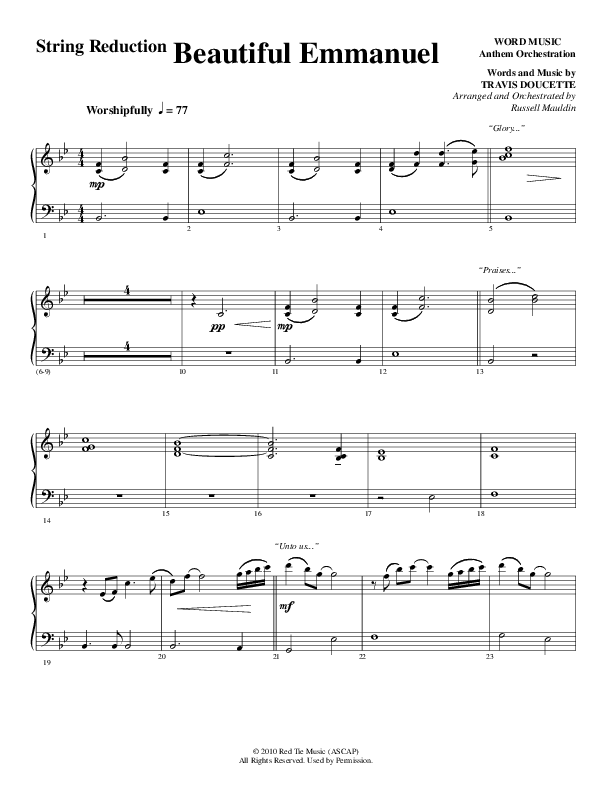 Beautiful Emmanuel (Choral Anthem SATB) String Reduction (Word Music Choral / Arr. Russell Mauldin)