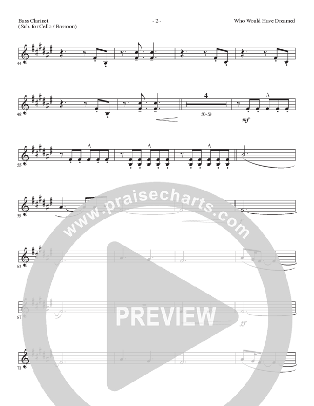 Who Would Have Dreamed (Choral Anthem SATB) Bass Clarinet (Lillenas Choral / Arr. Cliff Duren / Arr. Mike Speck)