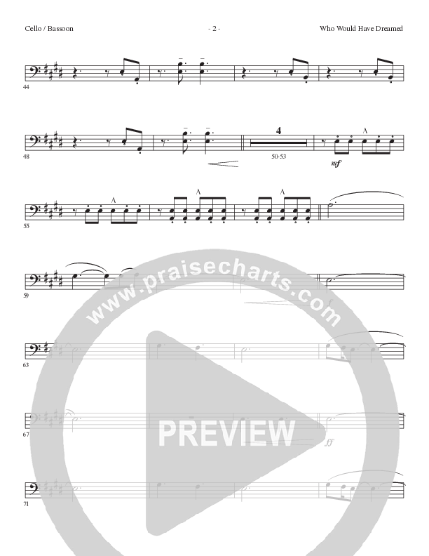 Who Would Have Dreamed (Choral Anthem SATB) Cello (Lillenas Choral / Arr. Cliff Duren / Arr. Mike Speck)