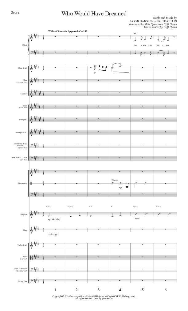 Who Would Have Dreamed (Choral Anthem SATB) Orchestration (Lillenas Choral / Arr. Cliff Duren / Arr. Mike Speck)