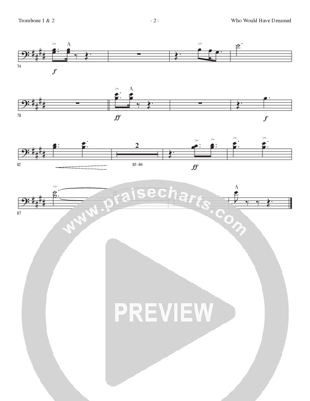 Who Would Have Dreamed (Choral Anthem SATB) Trombone 1/2 (Lillenas Choral / Arr. Cliff Duren / Arr. Mike Speck)